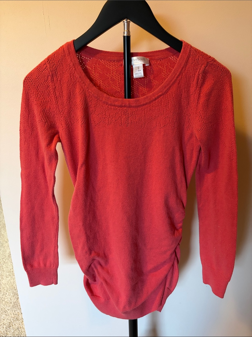 Motherhood Maternity Red Scoop Neck Lightweight Knit Sweater